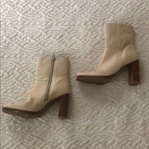 Square toed heeled ankle boots